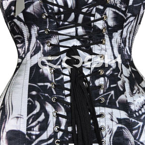 Corset en satin à baleines en acier avec impression par sublimation motif crâne - Product Image 5