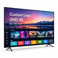 Logo Kustom UHD 4K LED Smart TV Layar Datar LCD 65-100 Inci Wi-Fi Hitam untuk Penggunaan Hotel dan Rumah