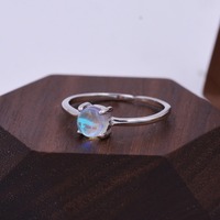 Gran oferta, anillo fino de Plata de Ley 925, piedra lunar simulada, cristal Aurora, regalo de fiesta de compromiso, venta al por mayor, pedido a granel diario