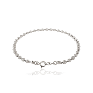 Bracelet à bulles en diamant naturel rond de 2,5 mm, minimaliste et délicat, pour unisexe, or blanc véritable 14 carats, bijoux de tous les jours - Product Image 3