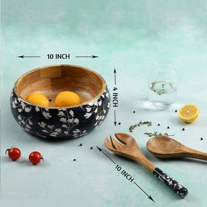 ภาชนะใส่อาหารดีไซน์เนอร์ทรงกลมชามผสมอาหารงานไม้เคลือบภาชนะใส่อาหารขนาดใหญ่สำหรับใช้ในบ้านชามผสมอาหาร - Product Image 1