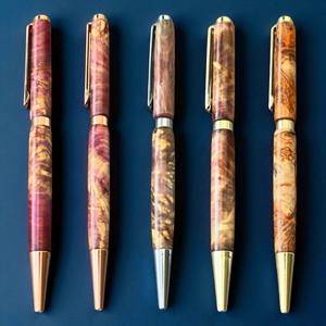 Stylo bille multifonctionnel de luxe fait main 0,7 mm de haute qualité en bois de café stabilisé du Vietnam, collection améthyste - Product Image 1