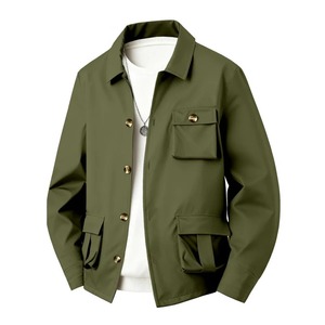 Veste imperméable pour homme, vêtements de travail multipoches de couleur unie, manteau polyvalent et décontracté à manches longues de style simple pour un usage quotidien - Product Image 6