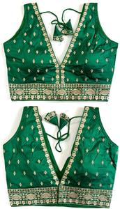 La blusa moderna tiene Zari, trabajo de hilo y trabajo hecho a mano Listo para la blusa Tiene un patrón abierto Froent y hermoso nudo de verano - Product Image 4