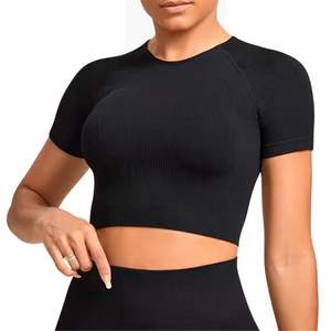 เสื้อครอปท็อปผู้หญิง ขายส่ง เสื้อครอปท็อปฤดูร้อนแบบใหม่ เซ็กซี่ เสื้อยืดครอปท็อปเปล่า OEM เสื้อระบายอากาศ - Product Image 1