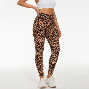 Pantalones de Yoga de material supersuave de cintura alta de leopardo, mallas deportivas de gimnasio para mujer, mallas de entrenamiento de cintura cruzada para mujer - Product Image 5