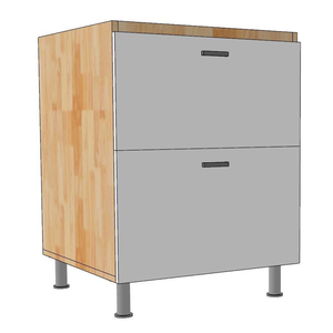 Module de meuble de cuisine MTBD013 de 60 cm avec 2 tiroirs, style Shaker, à assembler soi-même, pour évier, en panneaux de particules, type îlot - Product Image 1