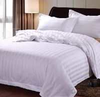Offre Spéciale : Parure de Draps de Lit en Coton Rayé 1cm, Tissu Hôtelier, Parure de Draps Blancs Polycoton à Vendre