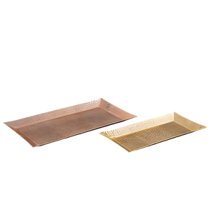 Bandeja de servicio Rectangular de Metal con acabado antiguo de cobre con martillado en relieve y borde para el hogar, restaurante, Hotel, ensalada, prueba - Product Image 1