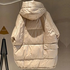 2024 nueva chaqueta con capucha de longitud media para mujer, abrigo de algodón grueso informal holgado con cremallera para Otoño Invierno, prendas de vestir exteriores de punto - Product Image 4