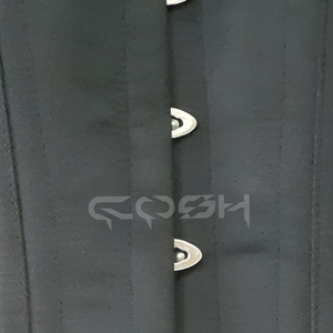 Robe corset noire en satin avec armatures en acier, fermeture avant à busc et fermeture éclair inférieure, sur mesure, fournisseur de corsets de mode - Product Image 6