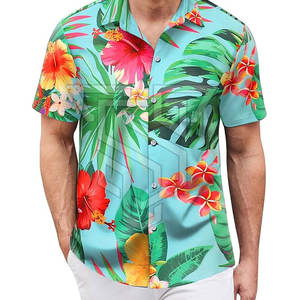 T-shirt décontracté pour adultes, best-seller, design hawaïen, col montant, manches courtes, 100% coton respirant, style tendance - Product Image 1