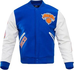 Chaqueta Varsity Bordada de los New York Knicks, Color Personalizado, Transpirable, de Secado Rápido, Cuello Redondo, Chaqueta Deportiva Clásica para Adultos - Product Image 1
