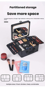 Estuche cosmético de gran capacidad con espejo de succión magnética, partición extraíble, bolsa de almacenamiento, caja de maquillaje portátil para viajes - Product Image 5