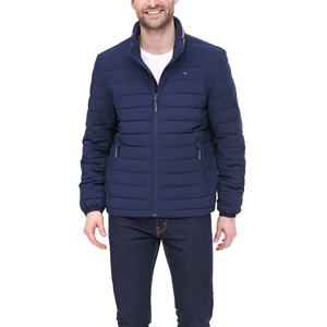 Plus Size <b>Men's</b> <b>Navy</b> <b>Quilted</b> Hooded Bomber <b>Jacket</b> Casual Winter Warm Thick Zipper Closure Regular Fit Solid Color Quick Dry High - Product Image 4