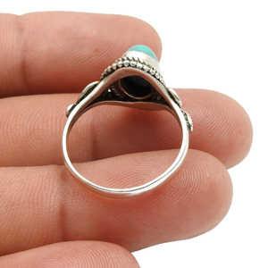 Fine pierre précieuse Turquoise naturelle 925 bague en argent Sterling femmes mode cadeau d'anniversaire de mariage pour ses bijoux en gros indiens - Product Image 3