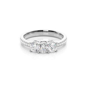 นำเสนอคุณน้ำหนัก0.90กะรัตปูการตั้งค่าเบาะที่ดีตัดสามหินห้องปฏิบัติการปลูกเพชรสำหรับเจ้าสาวดูแหวนแต่งงาน - Product Image 4