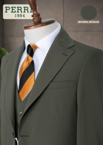 Traje de Negocios para Hombre PERRE, Estilo Británico, Gris Oscuro, Cuello Mao, Doble Botonadura, Antiarrugas, Corte Regular, 100% Poliéster - Product Image 2