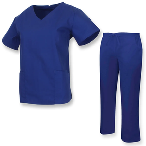 Haut à manches courtes à col en V de couleur rose unie et pantalon confortable, uniforme de personnel hospitalier, uniforme médical - Product Image 5