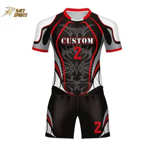 Fábrica De Fabricação De Qualidade Superior Mais Recente Design Sublimated Venda Quente Personalizado Nova Camisa De Rugby Com Shorts Conjunto Uniforme