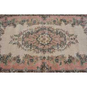 Turkish Area Rug 3.9x6.9 ft (119x209 cm), Vintage <b>Brown</b> Check Rug - Product Image 5
