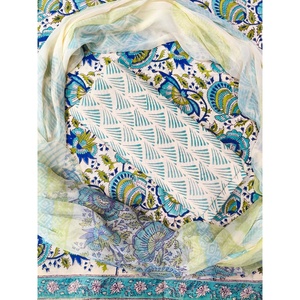 Salwar Kameez de Algodón con Estampado Royal Jaal y Dupatta de Chifón (HBS0005) - Product Image 1