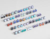 Pendientes de Moda con Bisel Redondo de Cristal Multicolor, Hechos a Mano con Latón Sólido y Baño de Plata