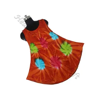 Indiano bellissimo tessuto di Rayon stampato Tie Dye abito etnico in tessuto di Rayon fatto a mano attraente tie dye lungo maxi vestito aperto