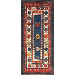 Kiaan Blue Hand Knotted Wool <b>Rug</b> Geometric Pattern for Home-Paem-555 by Jaipur <b>Rugs</b> US - Product Image 1