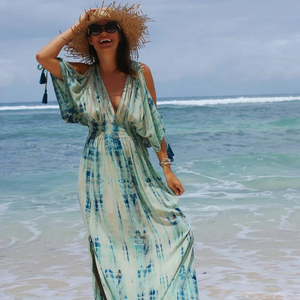 Robes brodées à la main tissu en coton avec dentelle multicolore sur l'encolure manches longues femmes robes maxi fait main de qualité supérieure - Product Image 1