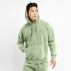 Boxy personnalisé 450gsm surdimensionné lourd goutte épaule en détresse acide lavage Pull Up Hoodie hommes coupe ample pull à capuche décontracté - Product Image 5