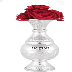 Classic Designer <b>Large</b> Table Decorative Flower <b>Vase</b> and Flower Pot Creative Quality Round Shape Silver <b>Large</b> Metal Flower <b>Vase</b> - Product Image 2
