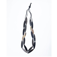 Nouveau Collier Long en Corne de Buffle Plaqué Platine Style Bohème Grande Taille pour Femme, Bijou de Fête avec Pendentif Raffiné