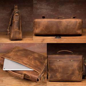 Factory-Made LPB-0129 Handmade Genuine Rich Grain <b>Leather</b> Durable Vintage Style <b>Laptop</b> Messenger <b>Bag</b> Business Travel Men's - Product Image 5