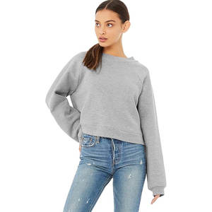 Sudadera raglán recortada de gran tamaño para mujer, Sudadera con capucha de entrenamiento elegante, jersey de cuello redondo personalizado, sudaderas, Top corto relajado, insignia - Product Image 3