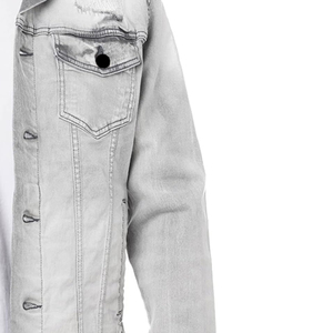 2026 Premium Quality <b>Men's</b> Full Sleeve <b>Denim</b> <b>Jackets</b> Breathable Hooded Ripped Button Feature Pattern High Street OEM Serviced - Product Image 6