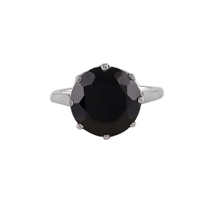 925 Sterling Silver Shah Gems Women's Natural Black Spinel <b>Crown</b> <b>Ring</b> Rhodium Plated Cut Stone Everyday Wear Pattern Number - Product Image 1