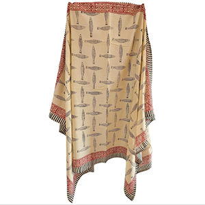 Indian Wholesale 100% Cotton Handblock Trendy Fish Printed One-Piece <b>Sarong</b> Pareo Scarf <b>Wrap</b> for Women Size 44 Inch X 72 Inch - Product Image 1