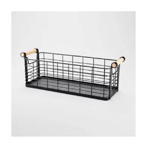 Elegant Black Coated Metal <b>Storage</b> <b>Basket</b> Unique <b>Rectangular</b> Shape for Home Beverage Kitchen Table Decor Functional Stylish - Product Image 2