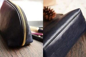 Leather Cosmetic <b>Bag</b> <b>Small</b> Zipper Closure Portable Makeup Case Black Simple Style Travel <b>Toiletry</b> Organizer - Product Image 3