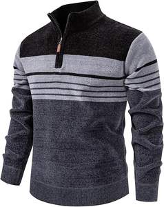 Pull en tricot décontracté pour homme W9592Y Knzhee Industry, anti-rides, anti-bouloches, respirant, fin, 100% coton, ample, uni, hiver - Product Image 2