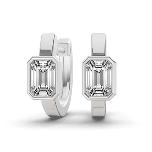 Stepcut Emerald Lab Grown Diamond Earring 1.00 Ct Tw F-G Color VS Clarity 2 Diamonds 14K <b>Solid</b> <b>Gold</b> Luxury Party Wedding - Product Image 1