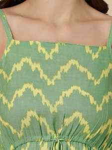 Latest Designer Solid Party Wear Green Color Big Size <b>Spaghetti</b> <b>Strap</b> Square Collar A-Line Rayon Fabric One Piece Long - Product Image 4