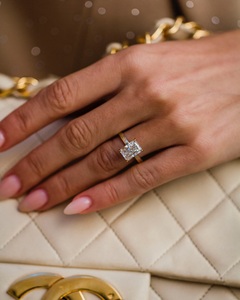 10x7mm Radiant Cut Moissanite <b>Solitaire</b> Engagement <b>Ring</b> in Classic Four Prong Gold Setting | Bridal Wedding Jewelry - Product Image 3