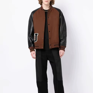 Elegante chaqueta universitaria para hombre hecha con bordado frontal de chenilla y cuello acanalado para agregar un borde atlético a cualquier atuendo - Product Image 6