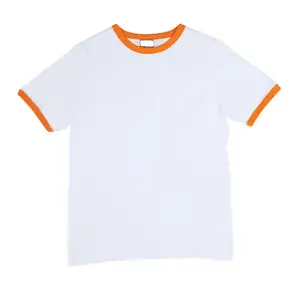 ユースリンガーTシャツホワイト半袖特大ヒップホップクルーネックTシャツトップスパーソナライズされたカスタムロゴ用ユニセックスTシャツ