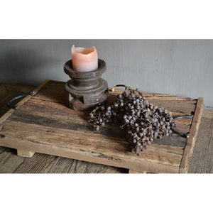 Sturdy 14x10 Inch Rectangular Reclaimed <b>Wood</b> <b>Tray</b> with Metal Handles Natural Plain Made in India Solid Base - Product Image 1