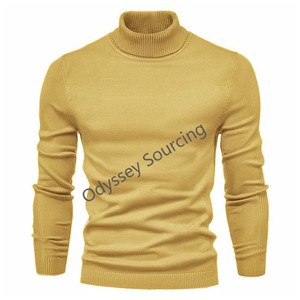 Pull à col roulé en jersey pour homme, anti-froissement, 100% coton peigné, pull d'hiver confortable, élégant, coupe ajustée, 2025 - Product Image 3