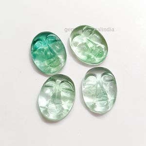 Pierre précieuse sculptée en visage de fluorite naturelle pour la fabrication de bijoux, gravure de pierres précieuses en vrac, cabochon sculpté en visage, 18x14mm - Product Image 3