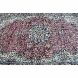 Alfombra Vintage de 6.9x9.9 pies, Alfombra Turca Grande, Alfombra de Lana con Estampado Animal Rojo - Product Image 5